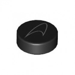 Tile, Round 1 x 1 with Silver McLaren Logo Pattern: {черен}