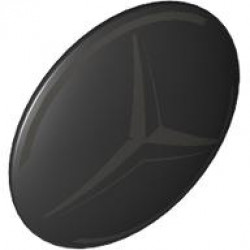 Minifigure, Shield Circular / Round Convex Face with Dark Silver Mercedes-Benz Logo Pattern: {черен}