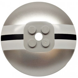 Dish 6 x 6 Inverted (Radar) - Solid Studs with Black and White Stripes on Metallic Silver Background Pattern: {умерено каменно сив}