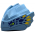 Dragon Head (Ninjago) with Stepped Top and Pin Hole on Back with Lime Eyes, Dark Blue and Bright Light Orange Scales Pattern: {пясъчно син}
