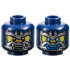 Minifigure, Head Dual Sided Yellow Face, Silver Samurai Mask, Black Eyes / Dark Azure Eyes and Teeth Pattern - Vented Stud: {земно син}