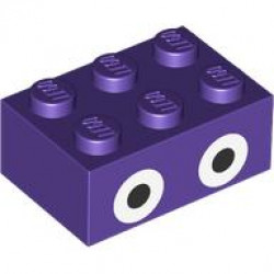 Brick 2 x 3 with Round White Eyes with Black Circle Pupils Pattern (Super Mario Nabbit): {светло виолетов}