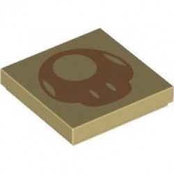 Tile 2 x 2 with Groove with Medium Nougat Super Mario Mushroom Silhouette Pattern (Super Mario Nabbit Bag Side): {тухлено жълт}