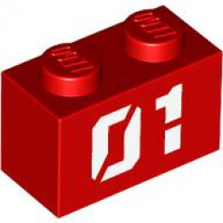 BRICK 1X2, NO. 114: {ярко червен}