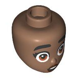 Mini Doll, Head Friends with Black Eyebrows and Eyelashes, Wide Shocked Dark Orange Eyes, Reddish Brown Lips, and Open Mouth with Teeth Pattern: {умерено кафяв}