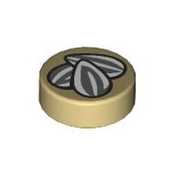 Tile, Round 1 x 1 with Dark Bluish Gray and White Sunflower Seeds Pattern: {тухлено жълт}