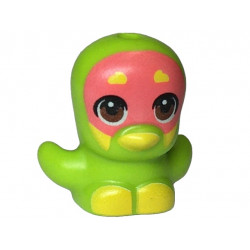 Bird, Chick with Open Wings with Coral Face, Reddish Brown Eyes, Yellow Eyebrows, Beak and Feet Pattern: {ярко жълто-зелен}