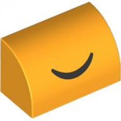 BRICK 1X2, OUTSIDE HALF BOW, NO. 33: {огнено жълто-оранжев}