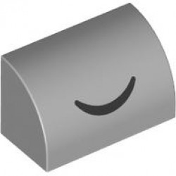 BRICK 1X2, OUTSIDE HALF BOW, NO. 36: {умерено каменно сив}