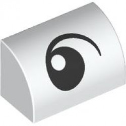 BRICK 1X2, OUTSIDE HALF BOW, NO. 37: {бял}