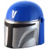 Minifigure, Headgear Helmet with Holes, SW Mandalorian with Silver 'V' and Mask, Dark Bluish Gray Cheek Indents and Black Visor Pattern: {ярко син}