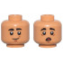 Minifigure, Head Dual Sided Thick Black Eyebrows, Reddish Brown Chin Dimple, Grin / Scared Open Mouth with Red Tongue Pattern: {умерен нуга}