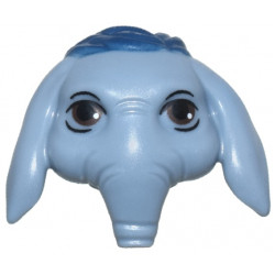 Minifigure, Head, Modified SW Ortolan with Small Floppy Ears and Short Snout with Dark Blue Hair and Black and Dark Brown Eyes Pattern: {пясъчно син}