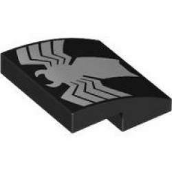 Slope, Curved 2 x 2 x 2/3 with White Spider Pattern: {черен}