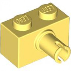 Тухличка 1X2 с хоризонтална щракалка (*) с долен държач за стъд: {студено жълт}