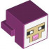Creature Head Pixelated with Black and White Eyes, Bright Pink Nose, Tan Face with Dark Tan Outline on White Background Pattern (Minecraft Sheep): {ярко червеникаво-виолетов}