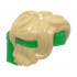 Minifigure, Hair Swept Back Tousled with Molded Bright Green Bandana Headband Pattern: {тухлено жълт}