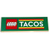 Tile 2 x 6 with LEGO Logo, White 'TACOS', and Red and Yellow Stripes Pattern: {тухлено жълт}