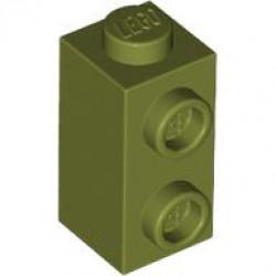 BRICK 1X1X1 2/3, W/ VERT. KNOBS: {маслинено зелен}