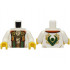 Torso Robe with Dark Green and Dark Orange Trim, Tan Shirt, Gold Chain with Tags with Ninjago Logogram Letter L Pattern / White Arms / Yellow Hands: {бял}