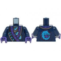 Torso Robe, Dark Purple and Silver Trim, Dark Azure Ninjago Logogram 'WOLF', Metallic Light Blue Blades Pattern / Dark Blue Arms / Dark Purple Hands: {земно син}