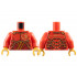 Torso Armor Plates with Gold Ninjago Logogram 'K' on Front and 'KAI' on Back over Dark Red Tunic with Bright Light Orange Trim Pattern / Red Arms / Pearl Gold Hands: {ярко червен}