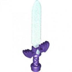 Minifigure, Weapon Sword, Greatsword with Ornate Hilt with Molded Satin Trans-Light Blue Blade and Gem Pattern (The Legend of Zelda Master Sword): {светло виолетов}