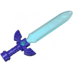 Minifigure, Weapon Sword, Greatsword with Ornate Hilt with Molded Satin Trans-Light Blue Blade and Gem Pattern (The Legend of Zelda Master Sword): {светло виолетов}