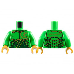 Torso Armor Plates over Dark Green Tunic, Gold Trim and Ninjago Logogram Letter L, 'LLOYD' on Back Pattern / Bright Green Arms / Pearl Gold Hands: {ярко зелен}