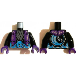 Torso Dark Purple Robe over Black and Dark Bluish Gray Tunic with Dark Azure Belt and Moon on Back Pattern / Black Arms / Dark Purple Hands: {черен}