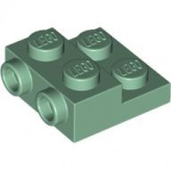 Plate, Modified 2 x 2 x 2/3 with 2 Studs on Side - Hollow Bottom Tube: {пясъчно зелен}