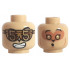 Minifigure, Head Dual Sided Alien Black Eyebrows, Glasses with Number 5, Open Mouth with Teeth / Gold Eyes, Nougat Face, Singing Pattern - Hollow Stud: {тухлено жълт}