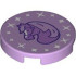 Tile, Round 2 x 2 with Bottom Stud Holder with Medium Lavender Horse Profile and White Sparkles Pattern: {лавандулов}