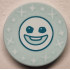 Tile, Round 2 x 2 with Bottom Stud Holder with Dark Turquoise Snowgie Face and White Sparkles Pattern: {аквамарин}