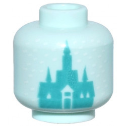Minifigure, Head without Face with Dark Turquoise Ice Castle and White Snowflakes / Dots Pattern: {аквамарин}