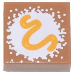Tile 1 x 1 with Beignet White Powdered Sugar and Bright Light Orange Frosting Squiggle Pattern: {умерен нуга}
