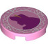 Tile, Round 2 x 2 with Bottom Stud Holder with Magenta Aurora Silhouette, Gold Tiara, and White Roses and Thorns Pattern: {светло пурпурен}