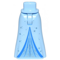 Mini Doll Hips and Skirt Full Length with Blue Trim, Medium Blue Inset, Metallic Light Blue Scrolls and Sparkles Pattern - Thin Hinge: {светло кралско син}