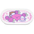 Tile, Round 2 x 4 Oval with Dark Pink Bed, Roses, Sparkles and Striped Tea Cup Pattern: {бял}