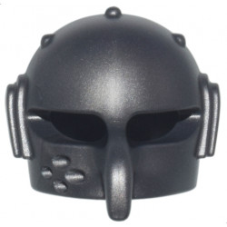 Minifigure, Headgear Helmet Castle / Fantasy Rounded with Rivets, Mask with Eye Holes and Long Curved Beak: {титаниево метален}