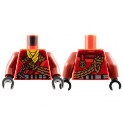 Torso Tunic with Dark Red Shoulders, Yellow Scarf, Gold Dragon Head and Ropes and Silver Carabiner Pattern / Dark Red Arms / Black Hands: {ярко червен}