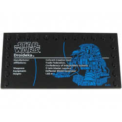 Tile, Modified 6 x 12 with Studs on Edges with Star Wars Logo and 'Droideka' Pattern: {черен}