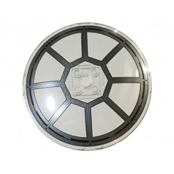 Dish 8 x 8 Inverted (Radar) with Dark Silver Radial TIE Fighter Cockpit with 8 Black Rivets Pattern: {прозрачен}