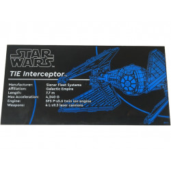 Tile 8 x 16 with Bottom Tubes, Polished Surface with Star Wars TIE Interceptor Pattern: {черен}