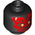 Minifigure, Head Alien with SW Darth Maul, Red Face, Bright Light Orange Eyes with White Glints, Neutral Pattern: {черен}
