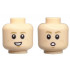 Minifigure, Head Dual Sided Child Dark Tan Eyebrows, Medium Nougat Freckles and Chin Dimple, Open Mouth Smile with Teeth / Surprised Pattern: {светло нуга}