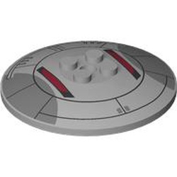 Dish 6 x 6 Inverted (Radar) - Solid Studs with SW Sith Infiltrator Cockpit with Dark Bluish Gray and Dark Red Shapes and Black Lines and Ovals Pattern: {умерено каменно сив}