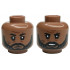 Minifigure, Head Dual Sided Black Eyebrows, Upper Eyelids, Moustache and Beard, Reddish Brown Wrinkles, Dark Brown Scars, Furrowed Brow, Frown / Angry Open Mouth with Top Teeth Pattern: {умерено кафяв}