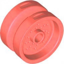 Wheel 18mm D. x 12mm with Pin Hole and Stud, Dotted Brake Rotor Lines: {пъстро коралов}