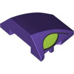 Wedge 4 x 3 Triple Curved No Studs with Lime Eyes with Black Outline Pattern: {светло виолетов}